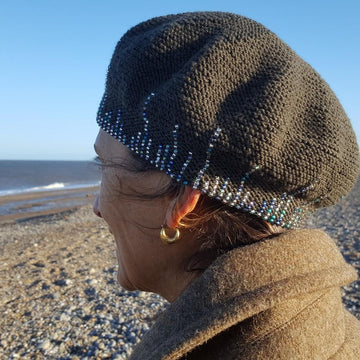 Icicles beaded beret and mitts