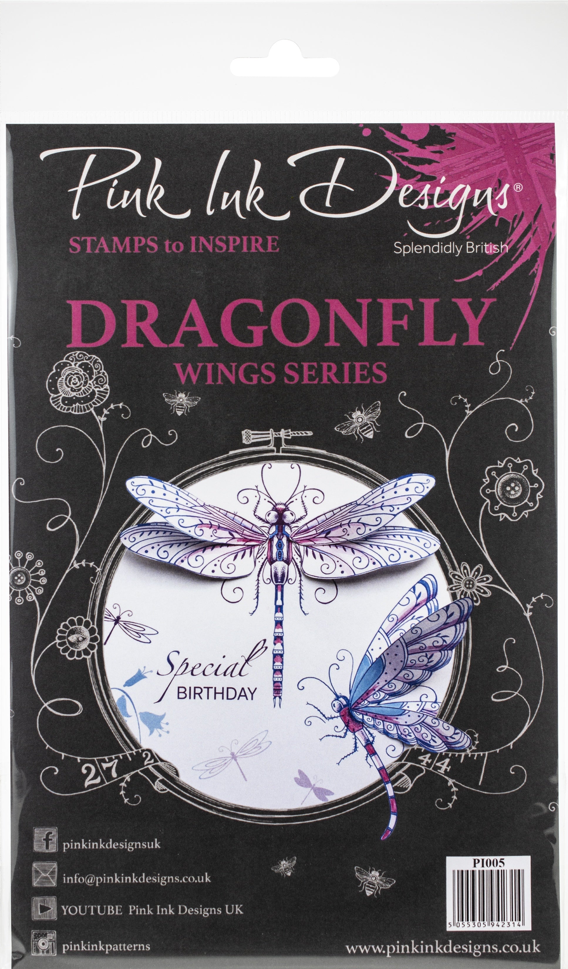 Creative Expressions Pink Ink Designs A5 Clear Stamp Set - Dragonfly