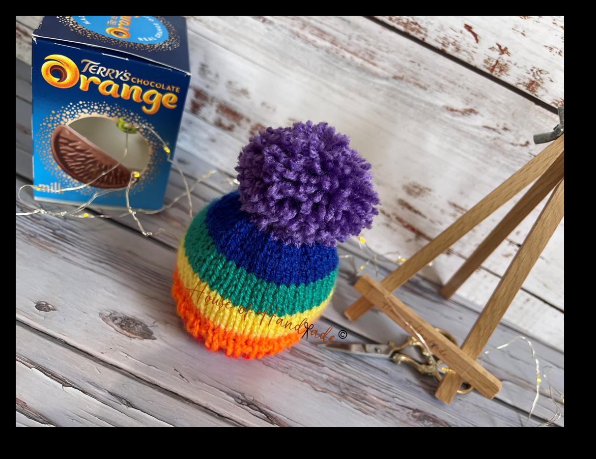 Rainbow / Pride Chocolate Orange Cover and Bottle Topper Set Knitting Pattern