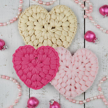 Puff Stitch Heart Coaster