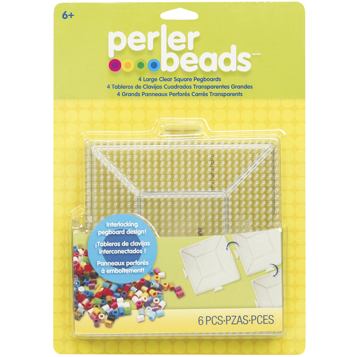 Perler Pegboards 4/Pkg - Large Square Clear
