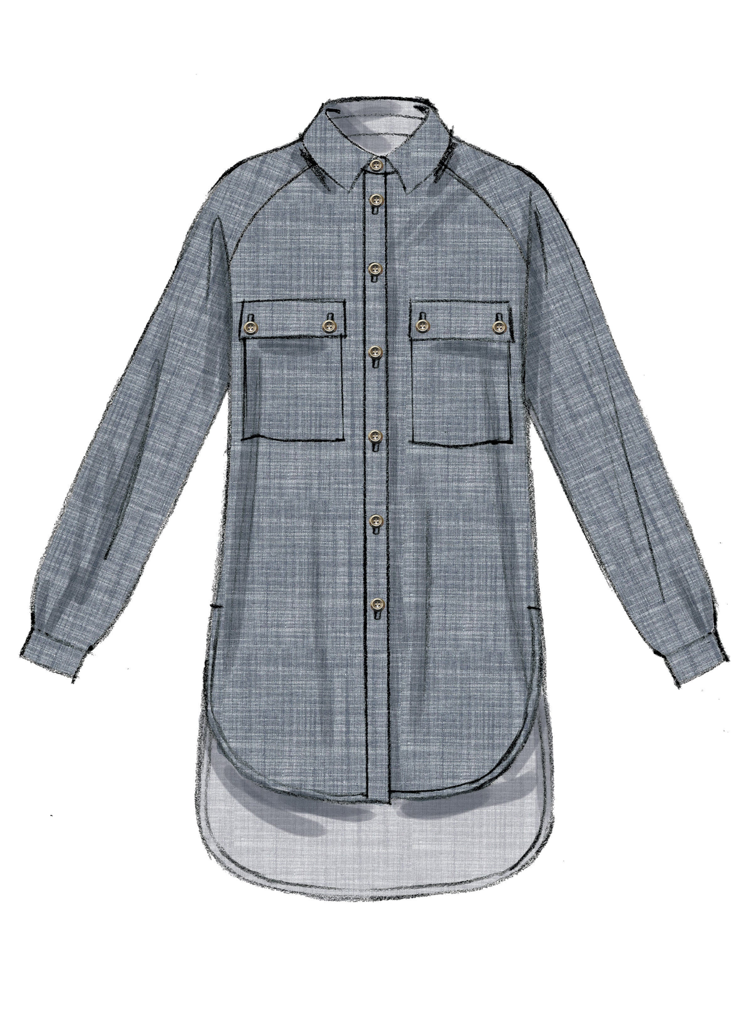 McCall's Misses' Raglan Sleeve, Button-Down Shirts and Tunics  M7472 - Sewing Pattern