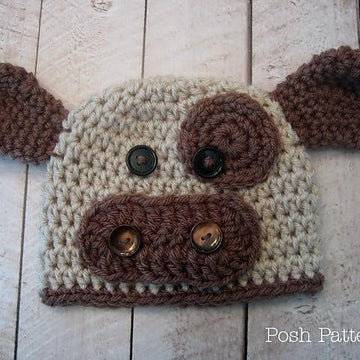 Baby Cow Beanie Hat Crochet Pattern 221