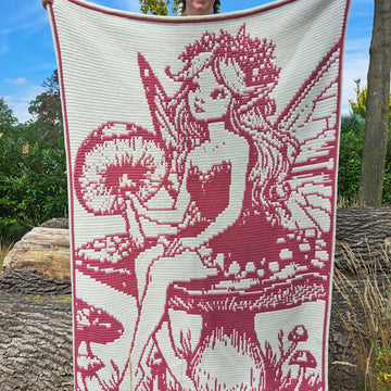 Fungal Fae | Fantasy Fairy Mushroom Overlay Mosaic Crochet Blanket PDF Pattern