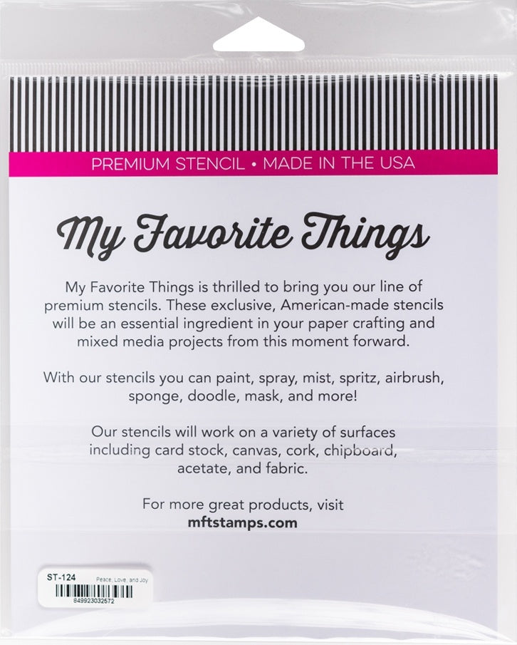 My Favorite Things Premium Stencil 6"X6" - Peace, Love & Joy