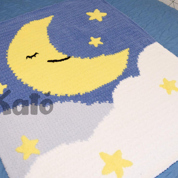 Crochet baby blanket pattern with Moon and Stars - Sweet dreams