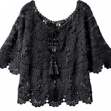 Lace Crochet Capelet Top – Boho Festival Crop Top