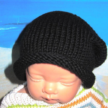 Baby Black Roll Brim Slouch
