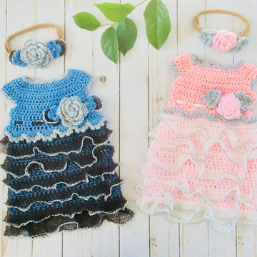 Crochet Baby Ruffled Dress and Headband