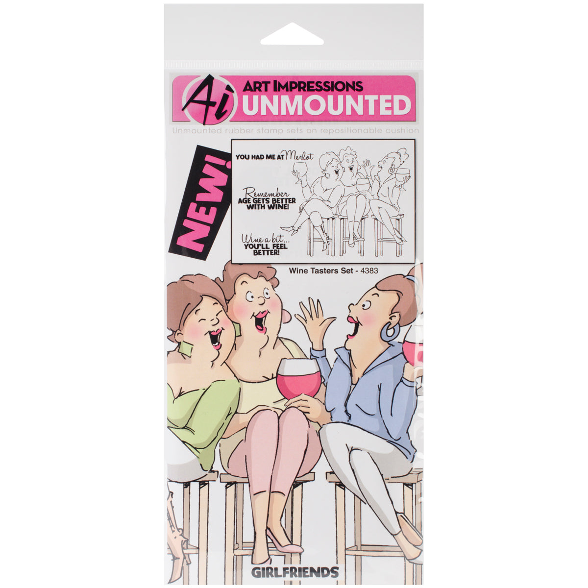 Art Impressions Girlfriends Cling Rubber Stamps - Wine Tasters Set