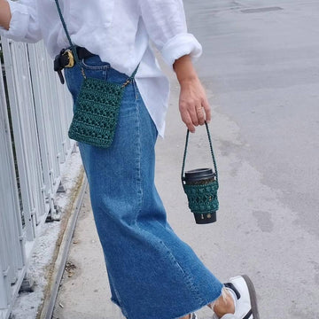 Raffia Cold Brew Coffee Cup Holder Crochet Pattern