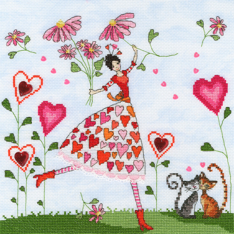Bothy Threads Miss Heart Cross Stitch Kit - 26cm x 26cm