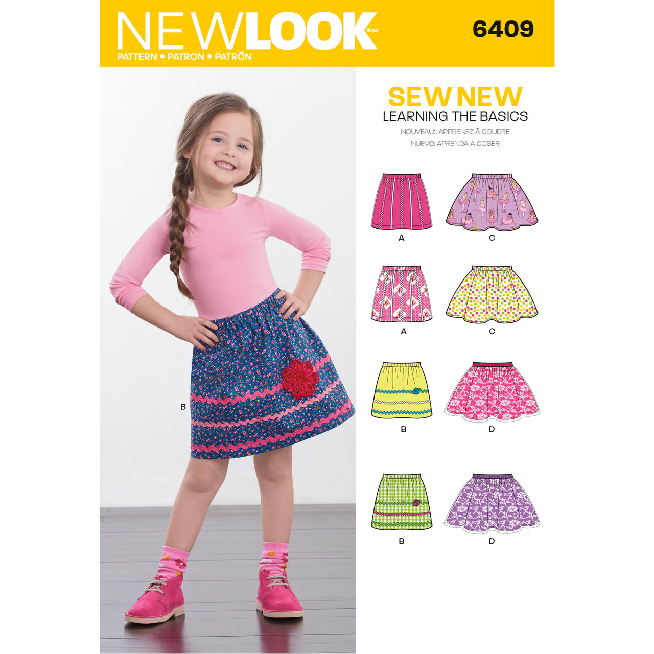New Look Child's Pull-On Skirts 6409 - Paper Pattern, Size A (3-4-5-6-7-8)