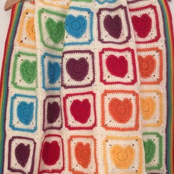 Rainbow of Hearts Blanket