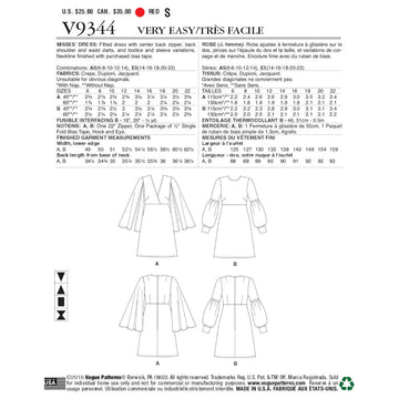 Vogue Misses' Dress V9344 - Sewing Pattern