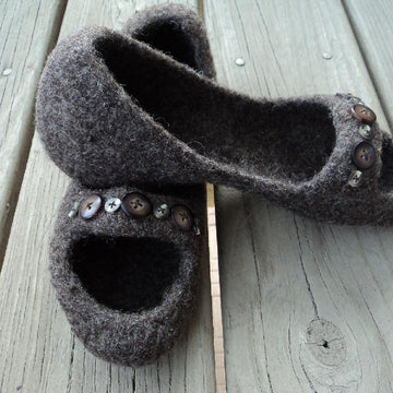 Peep Toe Slippers Felted Knit for Women