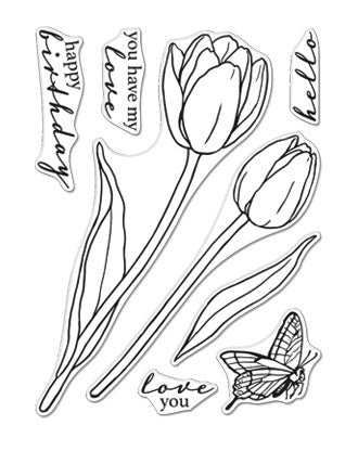 Hero Arts Clear Stamps 4"X6" - Hero Florals Tulips