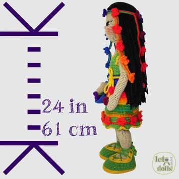 24 inch crochet doll pattern PDF, XL amigurumi doll, Elena