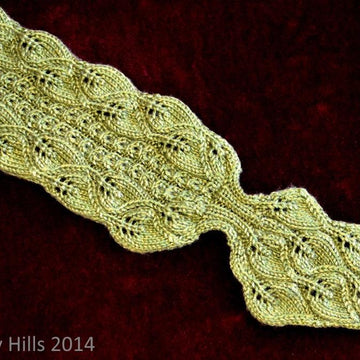 Leaves & Mock Cables Scarf ( Keyhole / Ascot / Pull-Through / Vintage / Stay On Scarf Knitting Pattern )