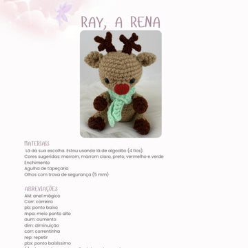 Ray the Reindeer – Reindeer Amigurumi Crochet Pattern – Available in English & Portuguese