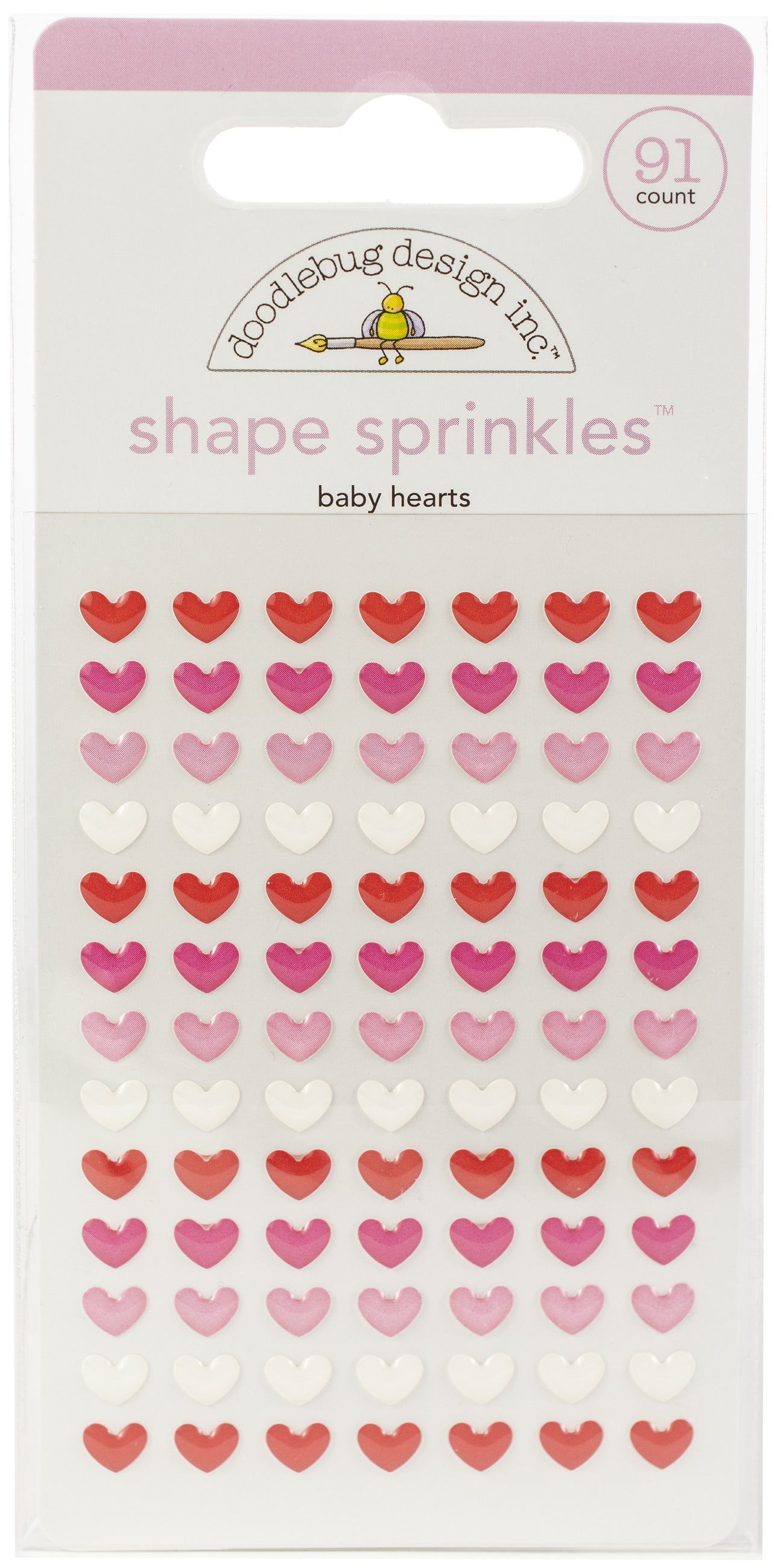 Doodlebug Sprinkles Adhesive Glossy Enamel Shapes - Baby Hearts