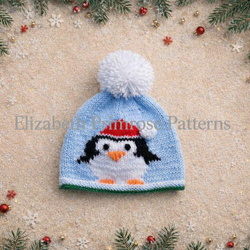Christmas Penguin Bobble Hat & Teabag Hat DK Knitting Pattern P3 — Elizabeth Primrose Patterns