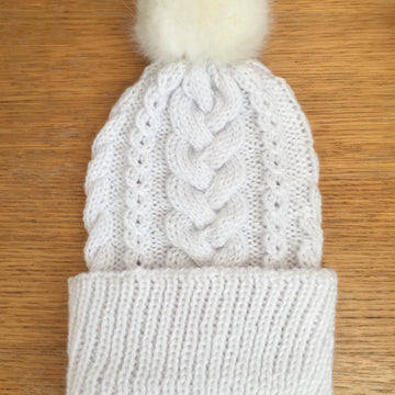 White Cable Hat
