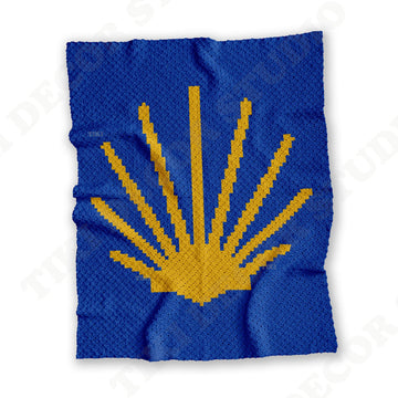 Throw Camino De Santiago C2C Crochet Pattern PDF | Blue Gold Blanket