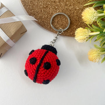 Ladybug crochet keychain pattern Amigurumi keyring bag charm Crochet car hanging decor