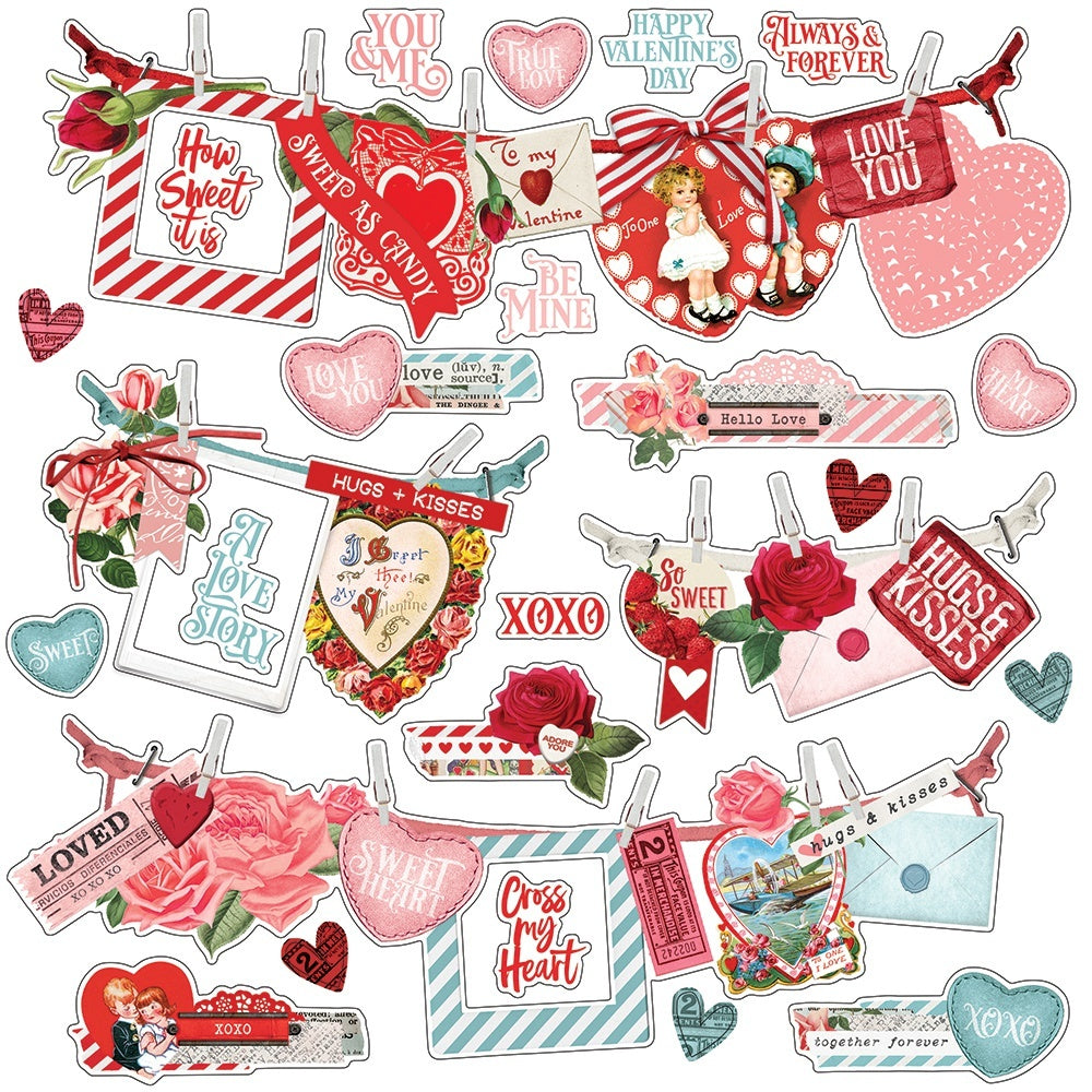 Simple Stories Simple Vintage My Valentine Cardstock Stickers 12"X12" - Banners
