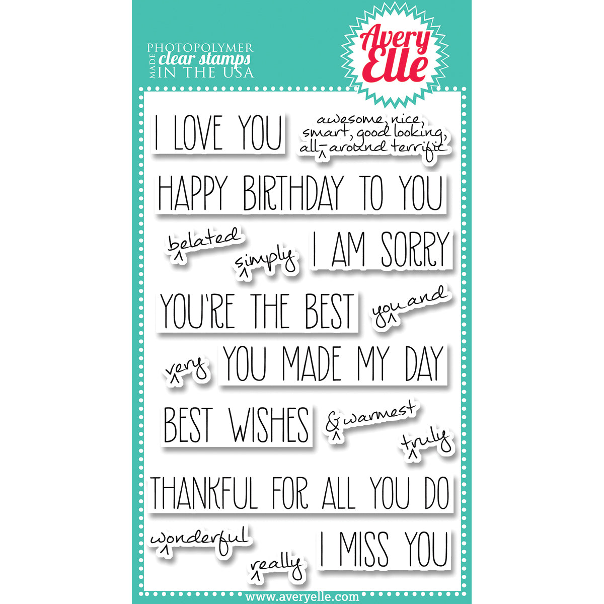 Avery Elle Clear Stamp Set 4"X6" - Handwritten Notes