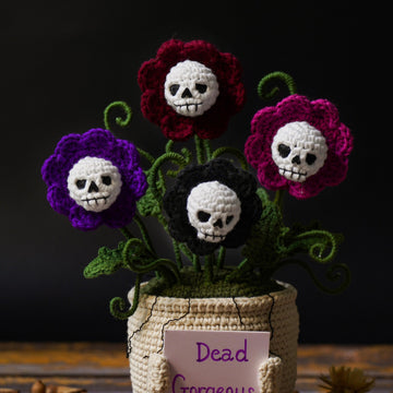 Crochet PDF pattern skull flowerpot