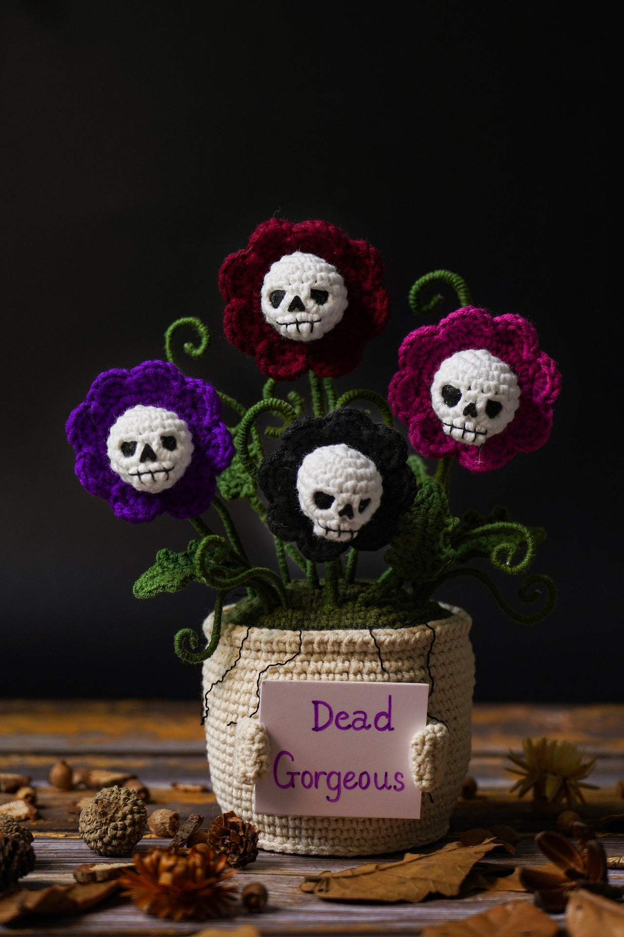 Crochet PDF pattern skull flowerpot