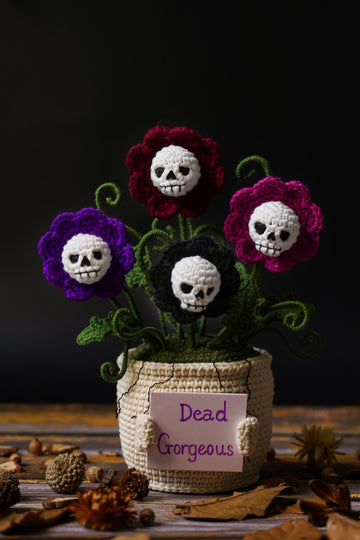 Crochet PDF pattern skull flowerpot