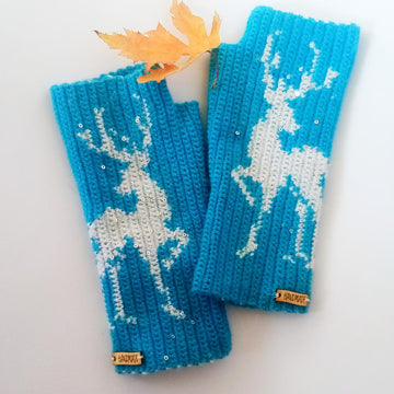 Fingerless Gloves-Christmas deer