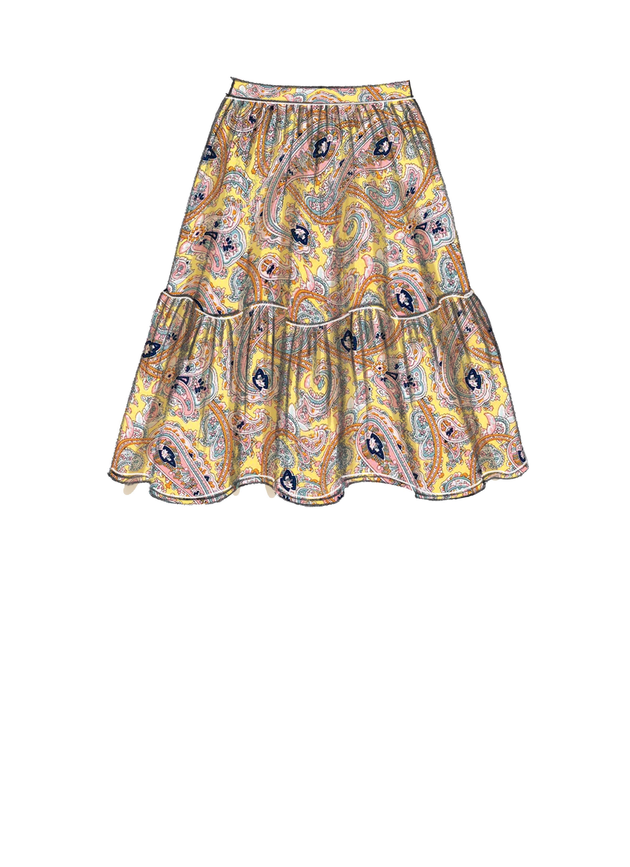 McCall's Misses' Pull-On Gathered Skirts with Tier and Length Variations M7604 - Sewing Pattern