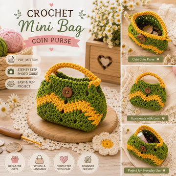 Crochet Bag Keychain Pattern PDF + Video Tutorial