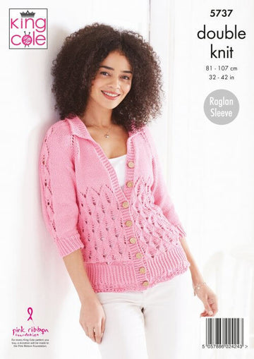 Ladies Sweater and Cardigan in King Cole Cottonsoft DK - 5737 - Leaflet