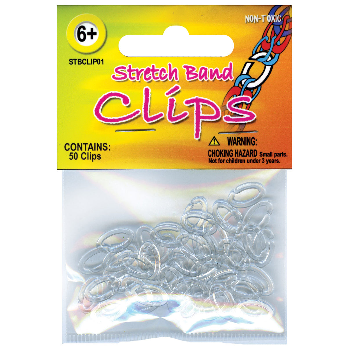 Pepperell Stretch Band Bracelet Clips 50/Pkg - Clear