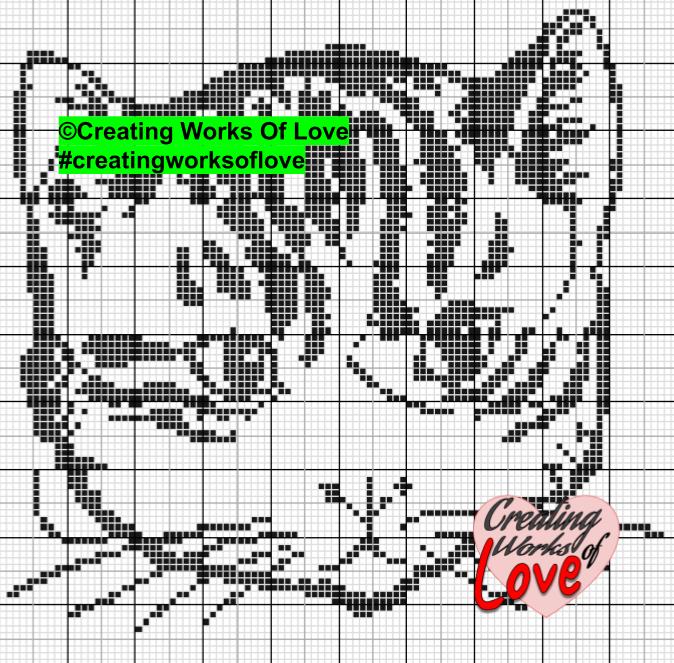 B&W Cat Face Stitch GRaph