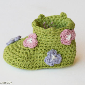 Field Of Flowers Baby Booties