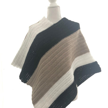 Hooded poncho striped