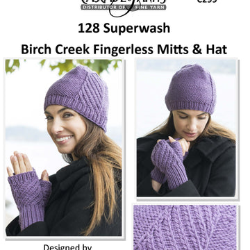 Birch Creek Fingerless Mitts & Hat in Cascade Yarns 128 Superwash - C299 - Downloadable PDF
