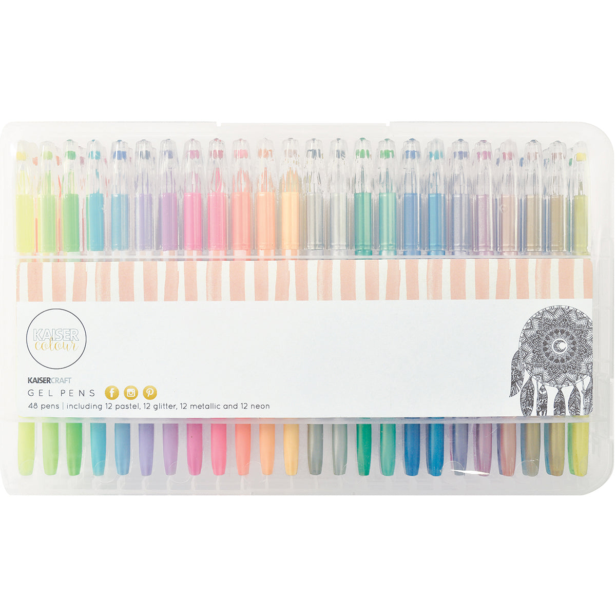 Kaisercraft KaiserColour Gel Pens 48/Pkg - Pastel, Glitter, Metallic & Neon; 12ea