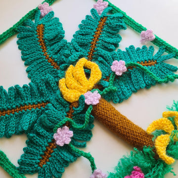 Crochet Palm Tree Wall Art Pattern | Tropical Botanical Decor