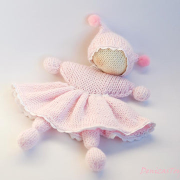 Pink Waldorf knitted girl doll for small babies