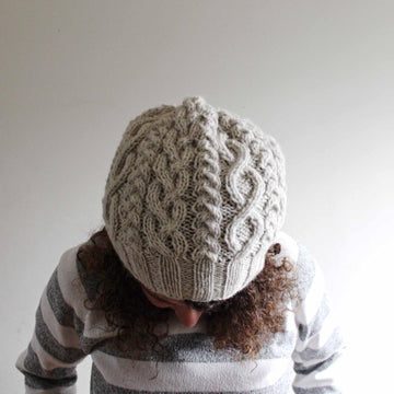 White Cabled Slouch Hat