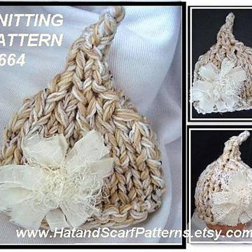 664 BABY PIXIE HAT PHOTO PROP, Newborn to 3 mths