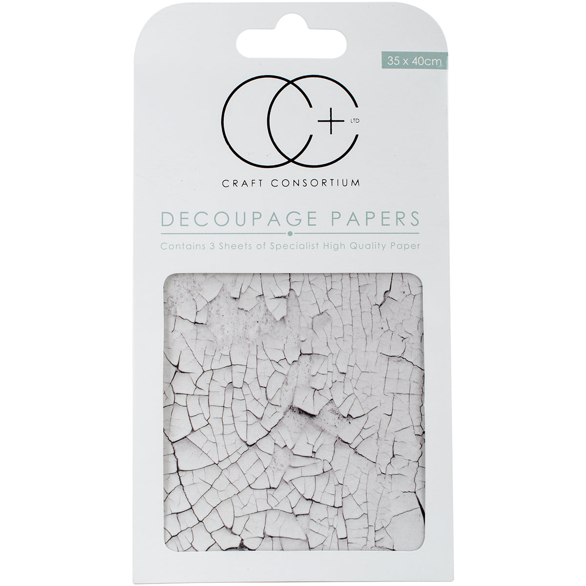 Craft Consortium Decoupage Papers 13.75"X15.75" 3/Pkg - White Crack Texture