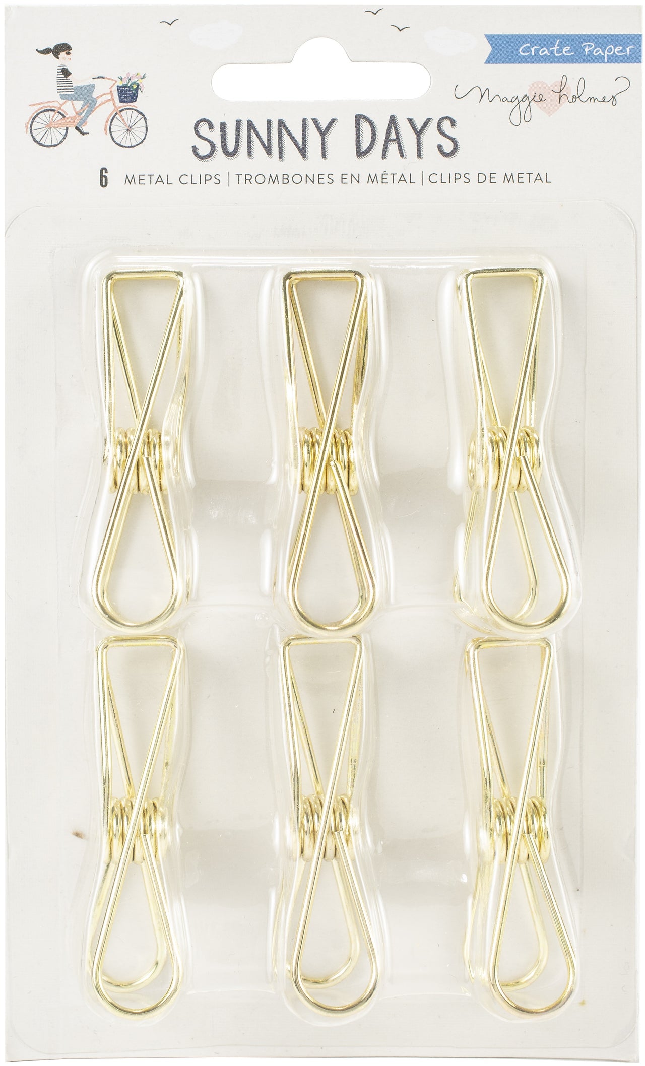 American Crafts Maggie Holmes Sunny Days Metal Clips 6/Pkg - Gold